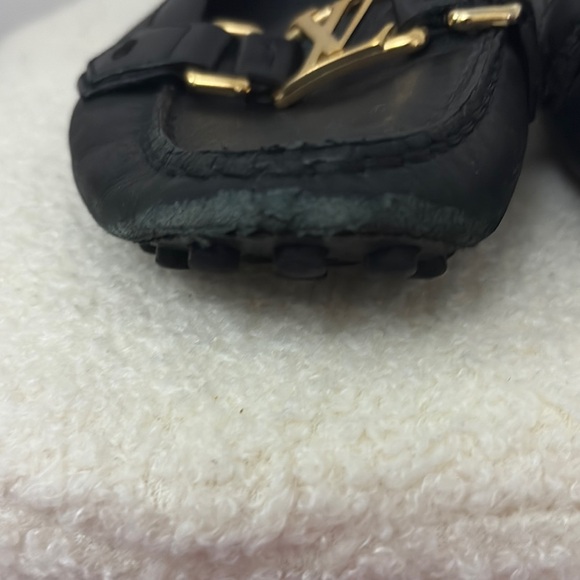 Authentic Louis  Vuitton Black and Gold loafers - Picture 2 of 10